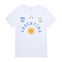 Argentina Soccer Little & Big Kid Boys Crew Neck Short Sleeve Regular Fit Graphic T-Shirt
