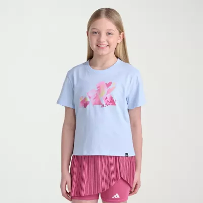 adidas Big Kid Girls Crew Neck Short Sleeve Regular Fit Graphic T-Shirt