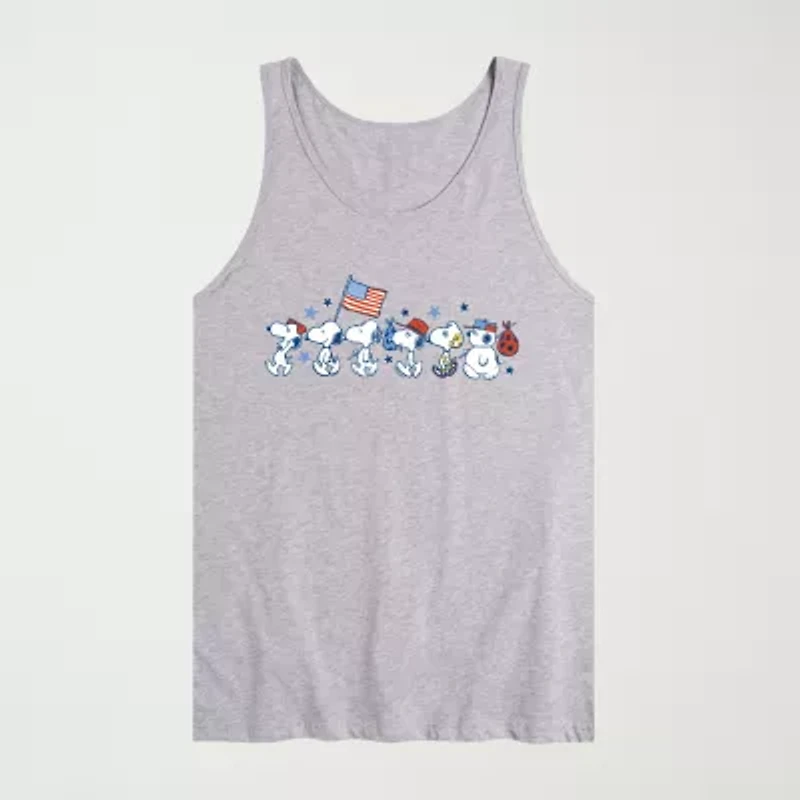 Novelty Mens Scoop Neck Sleeveless Peanuts Snoopy Tank Top
