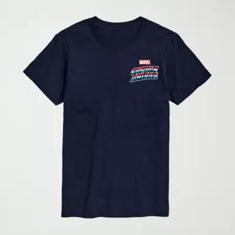 Novelty Mens Crew Neck Short Sleeve Regular Fit Captain America Marvel Graphic T-Shirt