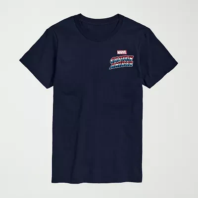 Novelty Mens Crew Neck Short Sleeve Regular Fit Captain America Marvel Graphic T-Shirt