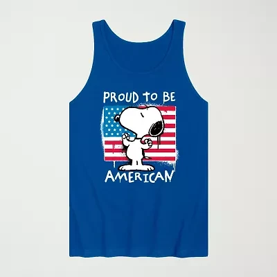 Novelty Mens Crew Neck Short Sleeve Peanuts Snoopy Tank Top
