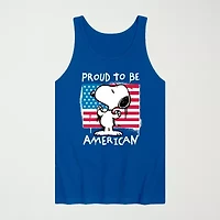 Novelty Mens Crew Neck Short Sleeve Peanuts Snoopy Tank Top