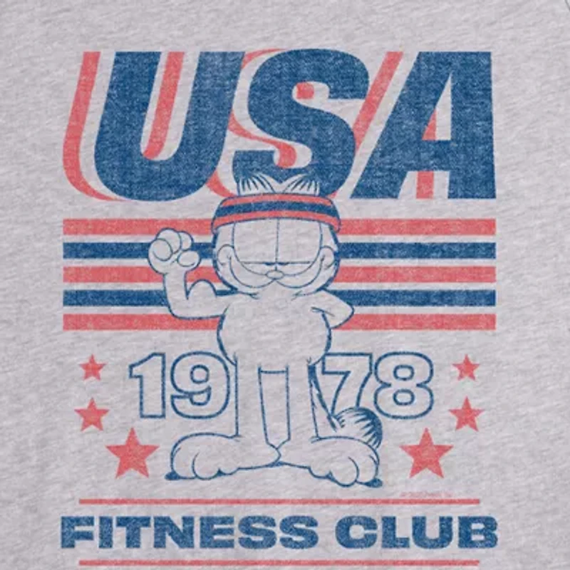Novelty Mens Crew Neck Short Sleeve Garfield Tank Top