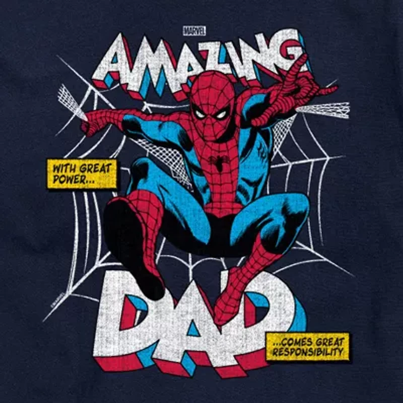 Novelty Mens Crew Neck Short Sleeve Regular Fit Spiderman Graphic T-Shirt