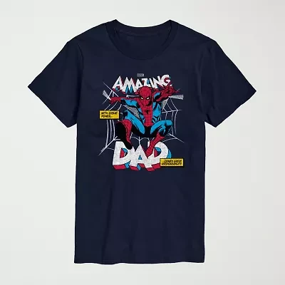 Novelty Mens Crew Neck Short Sleeve Regular Fit Spiderman Graphic T-Shirt