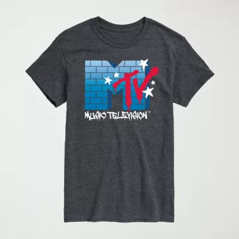 Novelty Mens Crew Neck Short Sleeve Regular Fit MTV Graphic T-Shirt