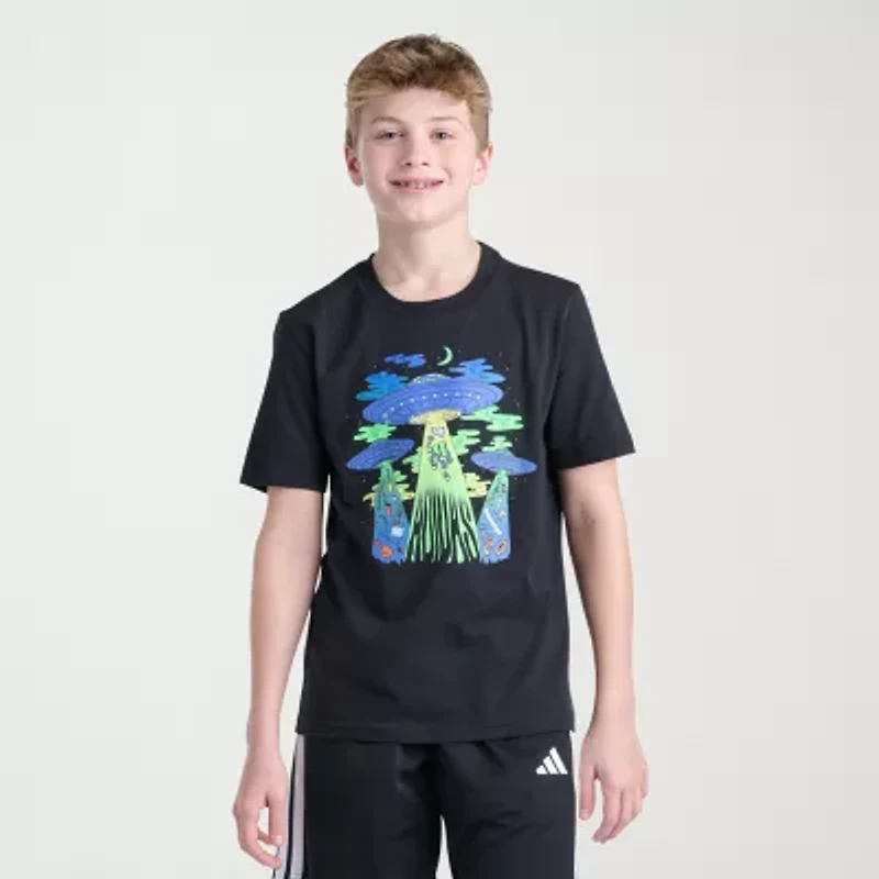 adidas Big Kid Boys Crew Neck Short Sleeve Regular Fit Graphic T-Shirt