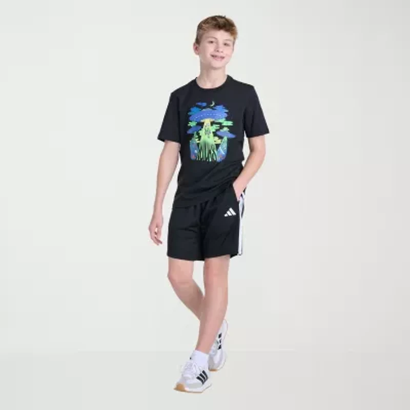 adidas Big Kid Boys Crew Neck Short Sleeve Regular Fit Graphic T-Shirt