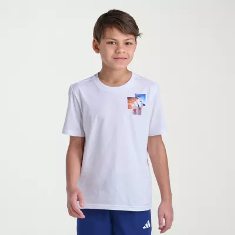 adidas Big Kid Boys Crew Neck Short Sleeve Regular Fit Graphic T-Shirt