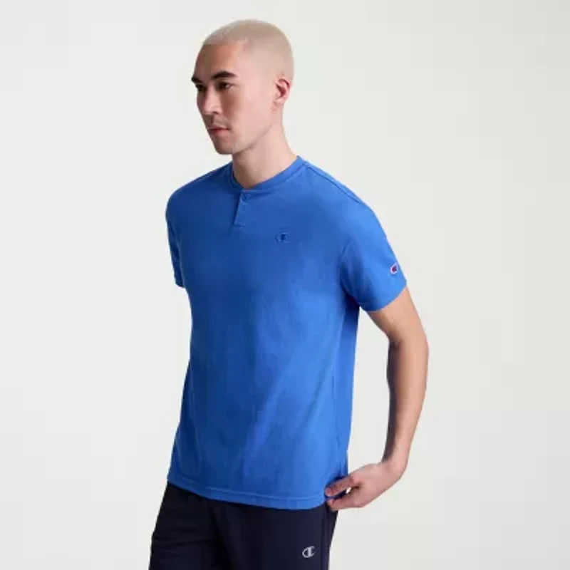 Champion Mens Short Sleeve Regular Fit Henley Shirt