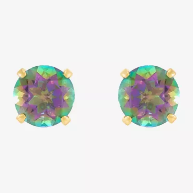 Limited Quantities! Genuine Mystic Fire Topaz 14K Gold 4mm Stud Earrings