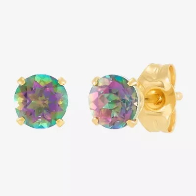 Limited Quantities! Genuine Mystic Fire Topaz 14K Gold 4mm Stud Earrings