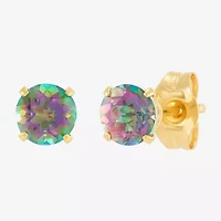 Limited Quantities! Genuine Mystic Fire Topaz 14K Gold 4mm Stud Earrings