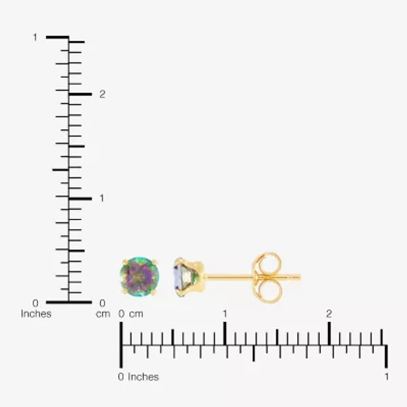 Limited Quantities! Genuine Mystic Fire Topaz 14K Gold 4mm Stud Earrings