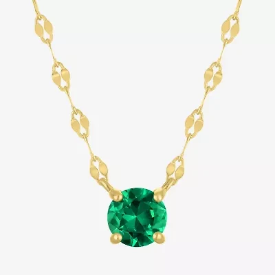Gemstone 14K Gold Over Silver Round 18 Inch Pendant Necklace