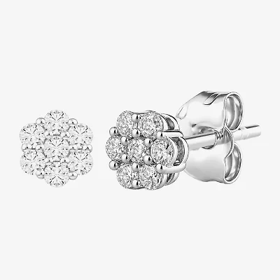 Diamond Blossom 1/4 CT. T.W. Lab Grown White 10K or Yellow Gold 5.2mm Flower Stud Earrings