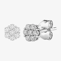 Diamond Blossom 1/4 CT. T.W. Lab Grown White 10K or Yellow Gold 5.2mm Flower Stud Earrings