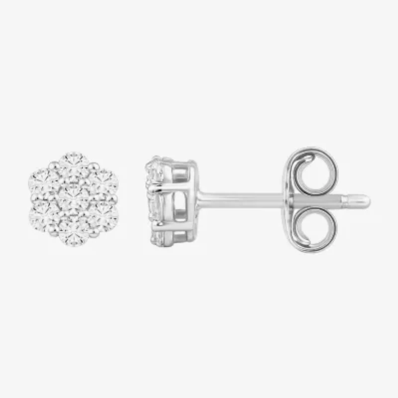 Diamond Blossom 1/4 CT. T.W. Lab Grown White 10K or Yellow Gold 5.2mm Flower Stud Earrings