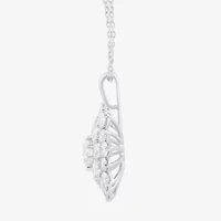 (G / I1) Womens 2 CT. Lab Grown White Diamond 10K Gold Flower 18 Inch Pendant Necklace