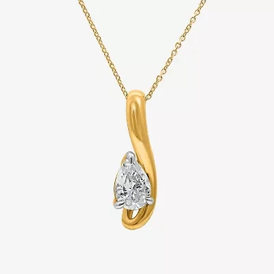 (I/Si2) Womens Lab Grown White Diamond Pear 18 Inch Pendant Necklace