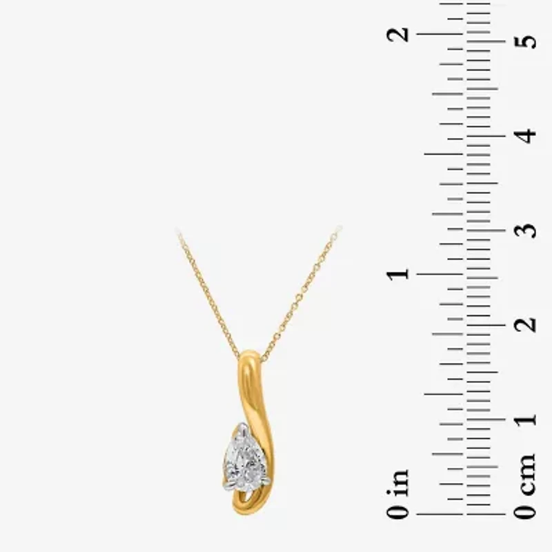 (I/Si2) Womens Lab Grown White Diamond Pear 18 Inch Pendant Necklace