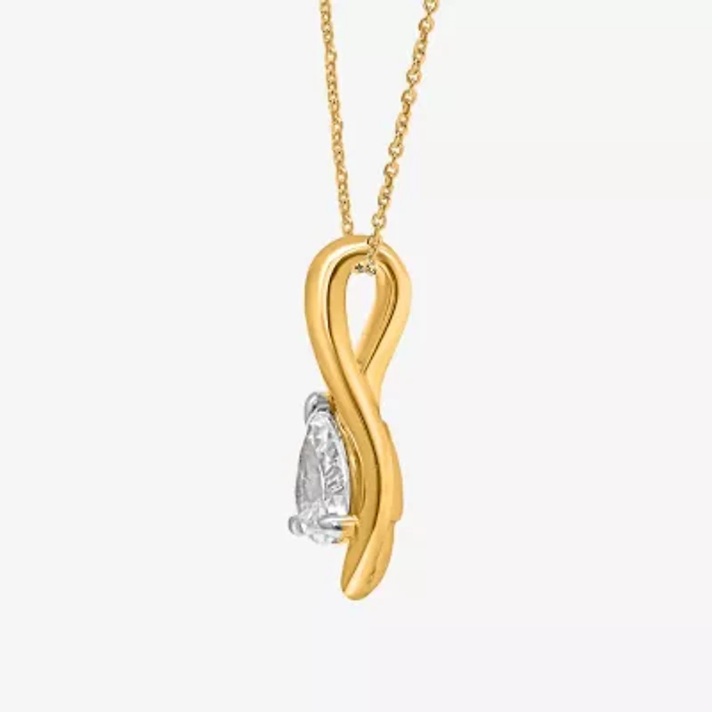 (I/Si2) Womens Lab Grown White Diamond Pear 18 Inch Pendant Necklace