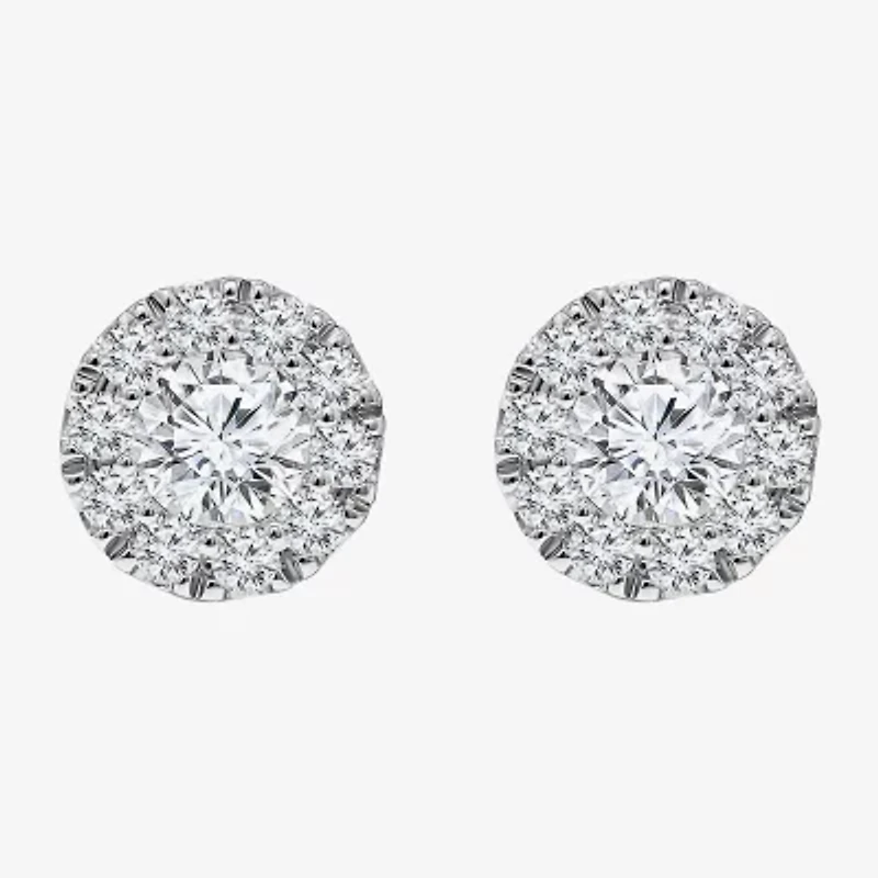 (I/Si2) 1 CT. T.W. Lab Grown White Diamond Sterling Silver 3.2mm Round Stud Earrings