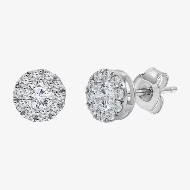 (I/Si2) 1 CT. T.W. Lab Grown White Diamond Sterling Silver 3.2mm Round Stud Earrings