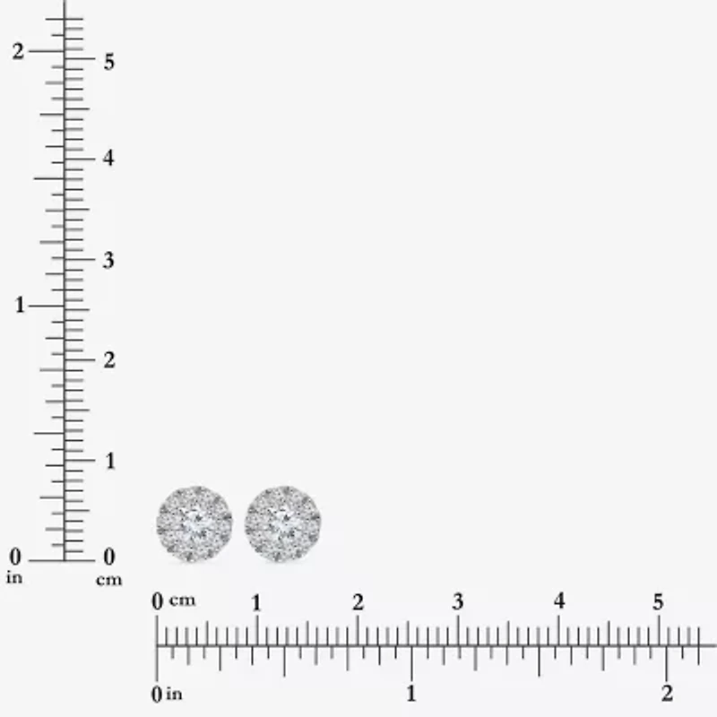 (I/Si2) 1 CT. T.W. Lab Grown White Diamond Sterling Silver 3.2mm Round Stud Earrings