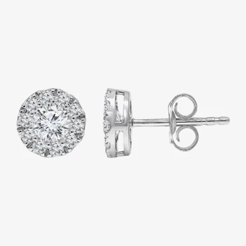 (I/Si2) 1 CT. T.W. Lab Grown White Diamond Sterling Silver 3.2mm Round Stud Earrings