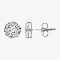 (I/Si2) 1 CT. T.W. Lab Grown White Diamond Sterling Silver 3.2mm Round Stud Earrings