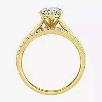(F / Vs2) Womens 3 CT. T.W. Lab Grown White Diamond 10K Gold Marquise Side Stone Engagement Ring
