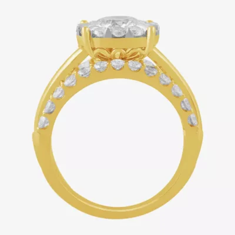(G / Si2) Womens 3 1/2 CT. T.W Lab Grown White Diamond 10K Gold Round Side Stone Wedding Bridal Set