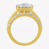 (G / Si2) Womens 3 1/2 CT. T.W Lab Grown White Diamond 10K Gold Round Side Stone Wedding Bridal Set