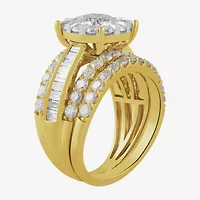 (G / Si2) Womens 3 1/2 CT. T.W Lab Grown White Diamond 10K Gold Round Side Stone Wedding Bridal Set