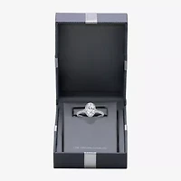 (I / Si2) Womens 2 1/2 CT. T.W. Lab Grown White Diamond Sterling Silver Oval Side Stone Halo Engagement Ring