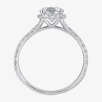 (I / Si2) Womens 2 1/2 CT. T.W. Lab Grown White Diamond Sterling Silver Oval Side Stone Halo Engagement Ring
