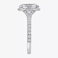 (I / Si2) Womens 2 1/2 CT. T.W. Lab Grown White Diamond Sterling Silver Oval Side Stone Halo Engagement Ring