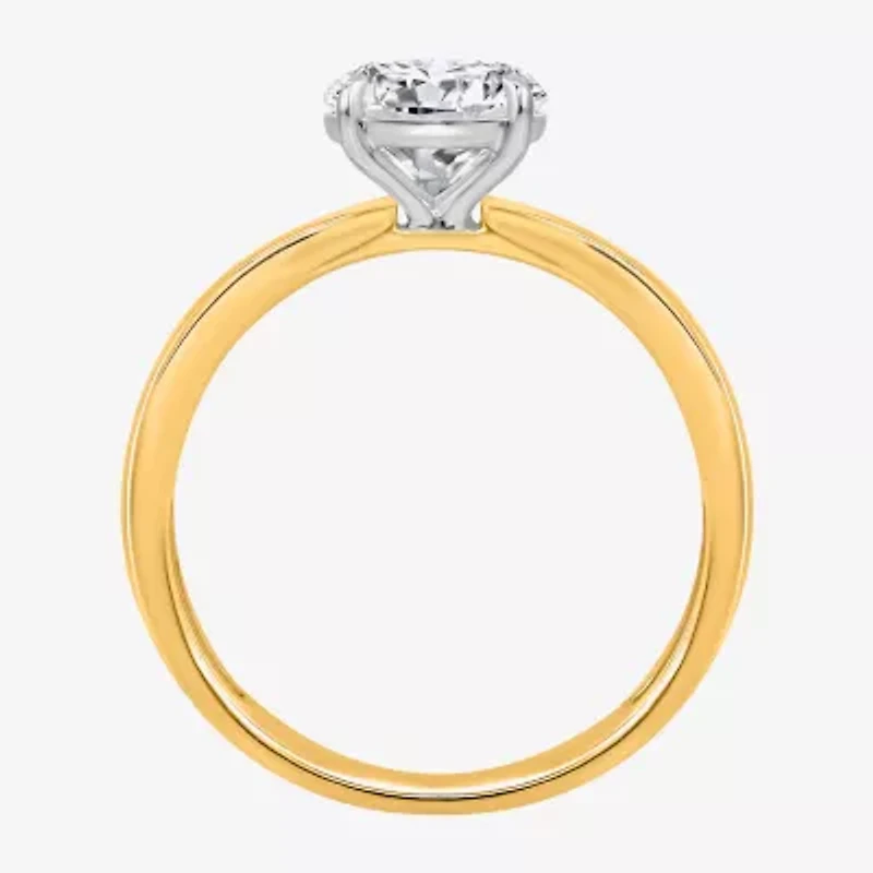 (I / Si2) Womens 2 CT. T.W. Lab Grown White Diamond 14K Gold Over Silver Round Side Stone Engagement Ring