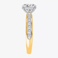 (I / Si2) Womens 2 CT. T.W. Lab Grown White Diamond 14K Gold Over Silver Round Side Stone Engagement Ring