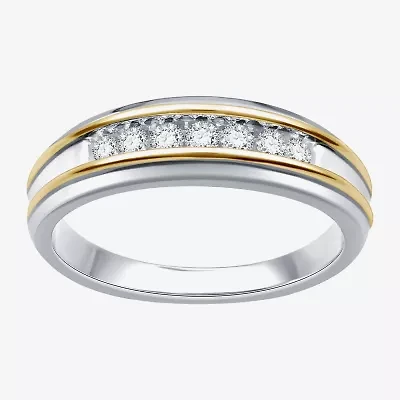 I Said Yes (H-I / I1) Mens 1/4 CT. T.W. Lab Grown White Diamond 14K Two Tone Gold Over Silver Wedding Band
