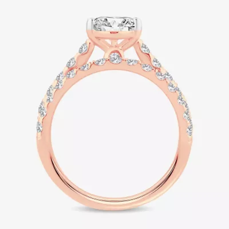 (H-I / SI1-SI2) Signature By Modern Bride Womens 2 CT. T.W. Lab Grown White Diamond 14K Gold  Pear Bridal Set