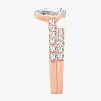 (H-I / SI1-SI2) Signature By Modern Bride Womens 2 CT. T.W. Lab Grown White Diamond 14K Gold  Pear Bridal Set