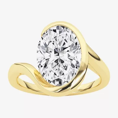 Grown Gorgeous (F / Vs2) Womens 2 1/4 CT. Lab White Diamond 14K Gold Oval Solitaire Engagement Ring