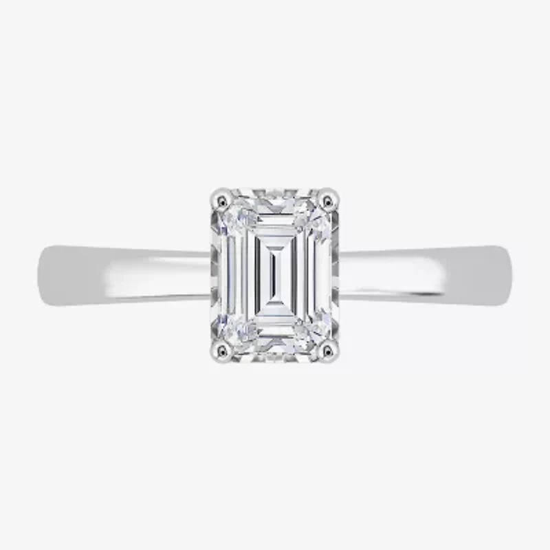 I / Si2) Womens 1 CT. Lab Grown White Diamond Sterling Silver Solitaire Engagement Ring