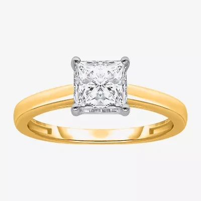 (I / Si2) Womens 1 CT. Lab Grown White Diamond Sterling Silver Solitaire Engagement Ring