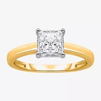 (I / Si2) Womens 1 CT. Lab Grown White Diamond Sterling Silver Solitaire Engagement Ring