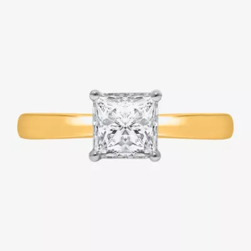 (I / Si2) Womens 1 CT. Lab Grown White Diamond Sterling Silver Solitaire Engagement Ring