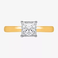 (I / Si2) Womens 1 CT. Lab Grown White Diamond Sterling Silver Solitaire Engagement Ring